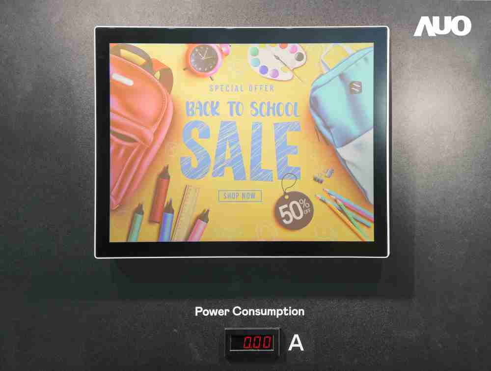 开云电子展示胆固醇液晶超低耗能户外全彩显示器，，，ChLC（胆固醇液晶）以双稳态技术使静态显示零功耗，，具省电、、、高彩度、、环保的特性，，，，还整合软硬件系统解决方案，，，，可透过单一云端平台管理